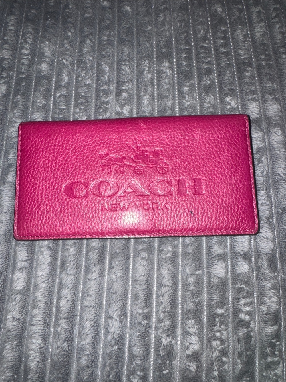 Coach Embossed Leather Long Wallet - Red - Picture 2 of 6